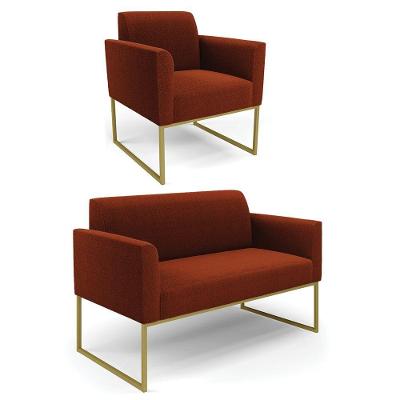 Namoradeira E Poltrona Industrial Dourado Marisa Bouclê Terra D03 - D'rossi