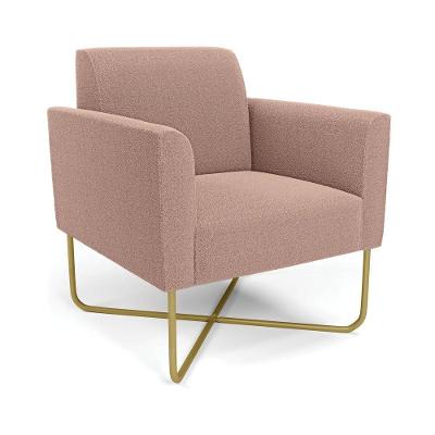 Poltrona Sala Base X Industrial Dourado Marisa Bouclê Rosê D03 - D'rossi