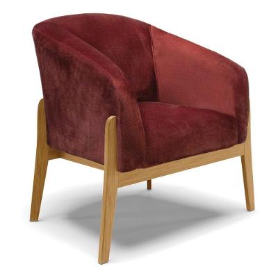 Poltrona Decorativa Base De Madeira Stella Veludo Text Marsala D03 - D'rossi