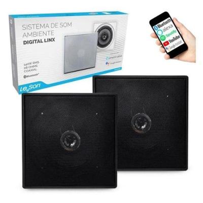 Kit Arandela 6 Leson 2lsquadpt 70w Rms Quadrada Preta - Par / 2 [f002]