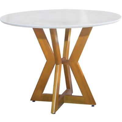 Mesa De Jantar Redonda Ibiza Off White Com Pés Em Madeira 1,00 M