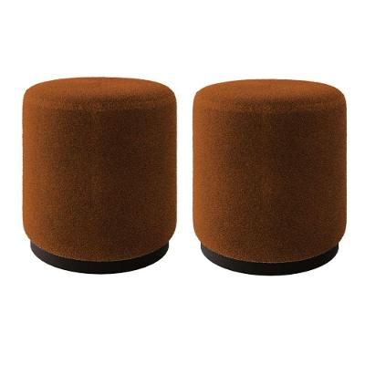 Kit 2 Puff Decorativo Estofado Estilo Industrial Alasca Bouclé Terracota