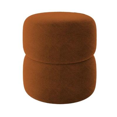 Puff Decorativo Estofado Para Sala Redondo Lira Bouclé Terracota