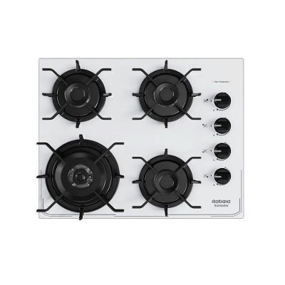 Cooktop 4 Bocas Itatiaia Tripla Chama Branco A Gás Em Aço Inox E Trempes Em Ferro Fundido Itamaster - Bivolt