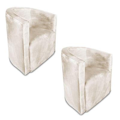 Kit 02 Poltronas Decorativa Lyon Veludo - Pallazio Cor Cinza