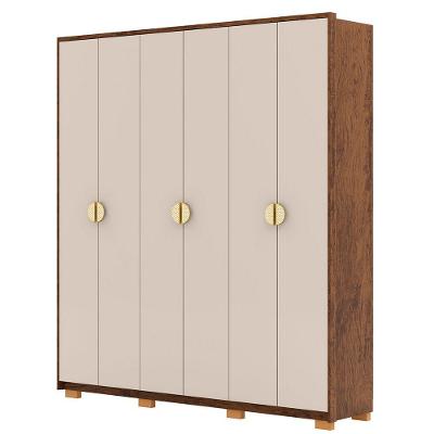 Guarda Roupa Casal 203cm Com 6 Portas Noronha Imbuia Fendi Vila Rica