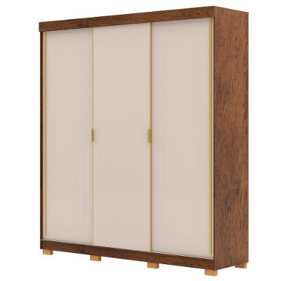 Guarda Roupa Casal 200cm 3 Portas Porto Flex Imbuia Fendi Vila Rica