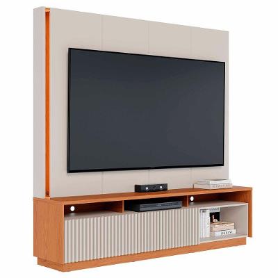 Estante Painel Tv 75 Pol Com Led 200cm Mafra Freijó-off White C05 Mpozenato