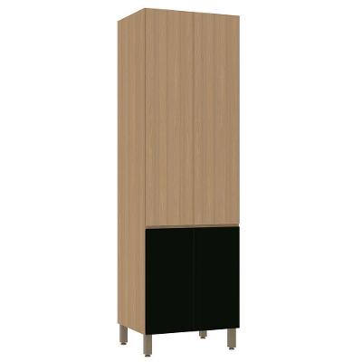 Paneleiro Duplo 70cm 4 Portas Slim Luciane Móveis Freijó-freijó Brasil-preto