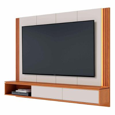 Painel Tv 75 Pol E Bancada Suspensa Trento Off White Freijó C05 Mpozenato
