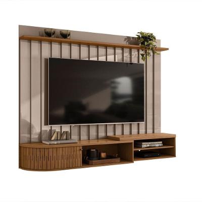 Painel Para Tv 75 Polegadas Com Bancada Suspensa 206cm Monza Fendi-naturale - Pallazio