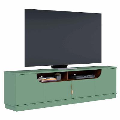 Rack Bancada Para Tv 75 Pol 200cm Brescia Hortelã-amêndoa C05 Mpozenato