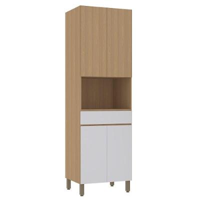 Paneleiro 70cm 4 Portas E 1 Gaveta Com Espaço Para Micro-ond Freijó-freijó Brasil-cinza Cristal