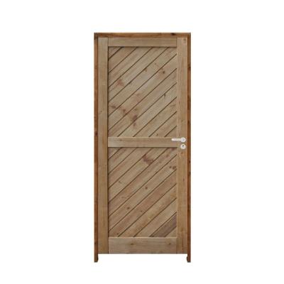 Porta Mexicana Diagonal Pinus 92 X 2.10 Batente Ecológico 11cm Fechadura Externa Lado Esquerdo - Rodam