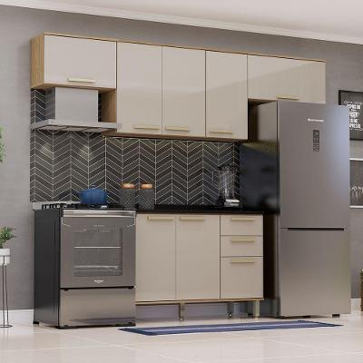 Cozinha Modulada Compacta 4 Peças Com Tampos Isis Luciane Mó Avelã-mocca Laca