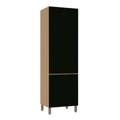 Paneleiro Duplo 70cm 4 Portas Slim Luciane Móveis Freijó-preto