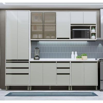 Cozinha Modulada Completa 5 Peças 270cm Com Vidro Reflecta E Pátina Ff-mocca Laca