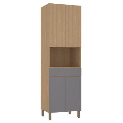 Paneleiro 70cm 4 Portas E 1 Gaveta Com Espaço Para Micro-ond Freijó-freijó Brasil-cinza Puro