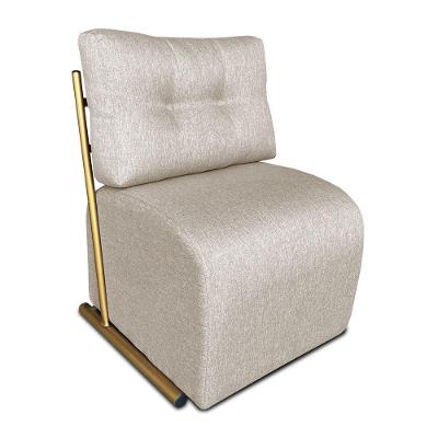 Poltrona Luxo Aurora Linho Base De Ferro Dourado - Pallazio Cor Bege