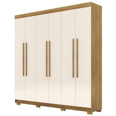 Guarda Roupa Casal 218cm 6 Portas Elegance Nature-champanhe Vila Rica