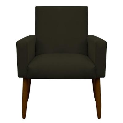 Kit 2 Poltronas Com Puff Redondo Para Sala Nina Marrom