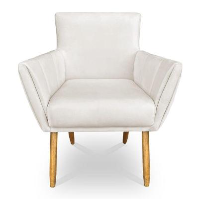 Poltrona Decorativa Leticia Suede Pés Palito Castanho - Pallazio Cor Azul Turquesa