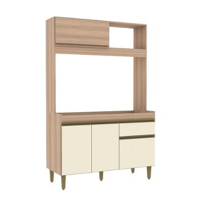 Armário De Cozinha Compacta Em Mdp Mel E Off White 1,94 X 1,24 M Splendore