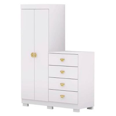 Guarda Roupa Cômoda 4 Gavetas 120cm Cristal Flex Branco Vila Rica