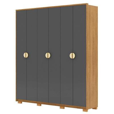Guarda Roupa Casal 203cm Com 6 Portas Noronha Nature-alasca Vila Rica