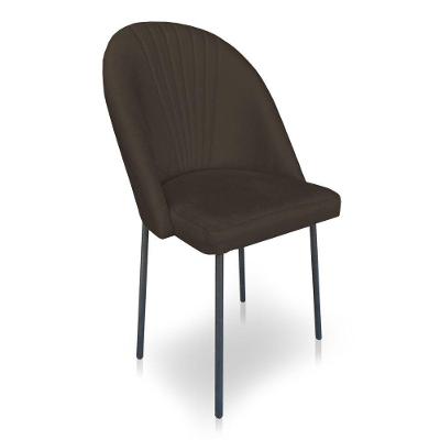 Cadeira Poltrona De Jantar Ariel Suede Marrom Pés De Ferro Preto - Pallazio