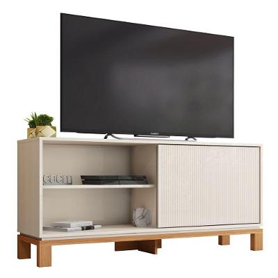 Rack Bancada Para Tv 45 Pol 136cm Lucca Off White Freijó C01 Mpozenato