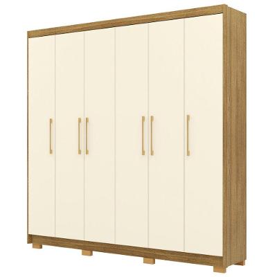 Guarda Roupa Casal 223cm 6 Portas Pernambuco Nature-champanhe Vila Rica