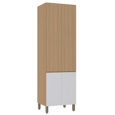 Paneleiro Duplo 70cm 4 Portas Slim Luciane Móveis Freijó-freijó Brasil-cinza Cristal