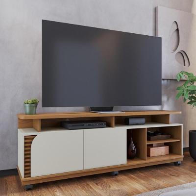 Rack Bancada 2 Portas Com Rodízio Jurerê 1.8 - Freijó Off White Matte