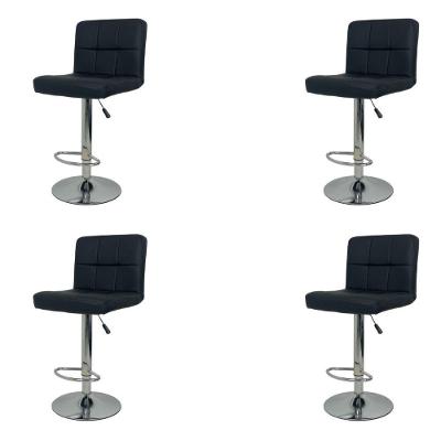 Kit 4 Banquetas Gomos Comfort Estofada Giratória Altura Regulável Preto