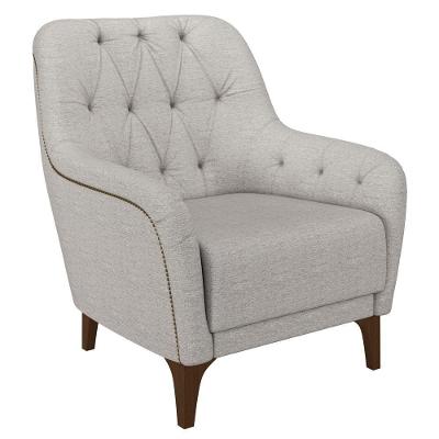 Poltrona Decorativa Para Sala De Estar Com Capitonê Pietà M22 Linho Cinza - Mpozenato