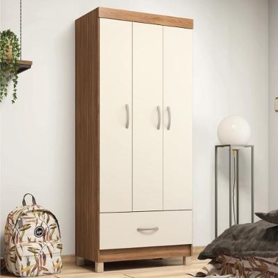 Guarda Roupa Solteiro 3 Portas E 1 Gaveta Realeza - Amêndola Touch Off White