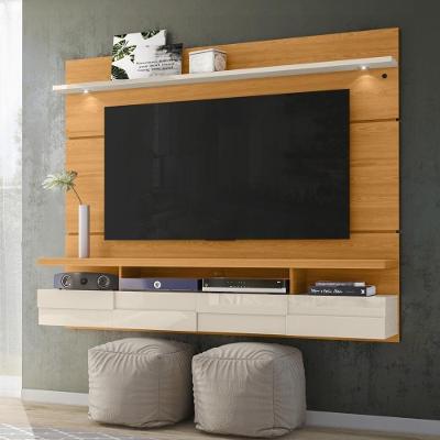 Painel Bancada Suspensa Com Led Tvs Até 60 Polegadas Lana 1.8 - Cinamomo Off White