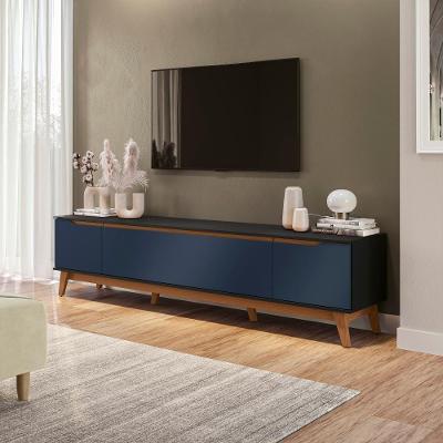 Rack Kappesberg 3 Portas Preto Fosco/azul Profundo 218 Cm