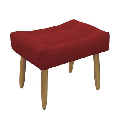 Puff Banqueta Decorativo Pés Madeira Vermelho