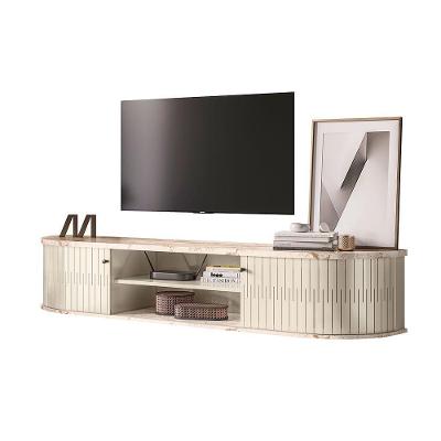 Rack Bancada Suspensa Para Tv 75 Polegadas 183cm Onix Calacata-off White - Pallazio
