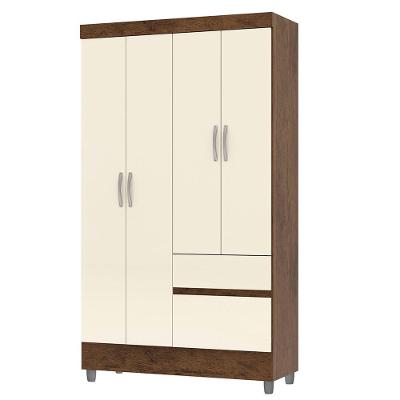 Guarda Roupa Solteiro 103cm Com 4 Portas Ideal Imbuia-champanhe Vila Rica