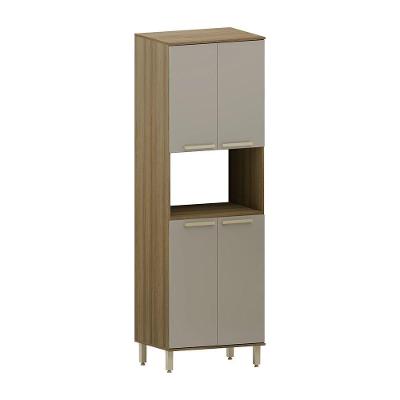 Paneleiro 70cm 4 Portas Com 1 Nicho Microondas Isis Luciane Avelã-mocca Laca