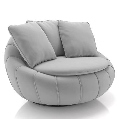 Poltrona Decorativa Redonda Giratória Com Almofadas Saphire M22 Veludo Cinza - Mpozenato