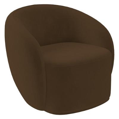 Poltrona Para Sala De Estar Giratória Orgânica Garbin K04 Veludo Marrom - Mpozenato