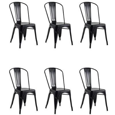 Kit 6 Cadeiras Oficial Iron Tolix Preto