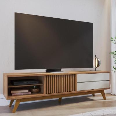 Rack Bancada 1 Portas 2 Gavetas Veneza - Freijó Off White Matte