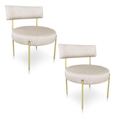 Kit 2 Poltronas Luxo Elora Linho Pés De Ferro Dourado - Pallazio Cor Grafite