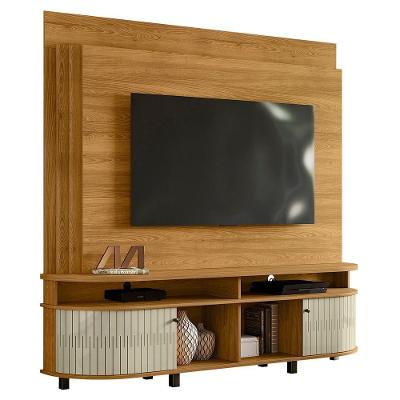 Estante Painel De Tv 65 Pol 183cm Ramona Z10 Cumaru Opala Mpozenato
