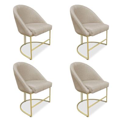 Kit 04 Cadeiras Poltrona De Jantar Bela Veludo Base Metálica Industrial Dourado - Pallazio Cor Azul Marinho